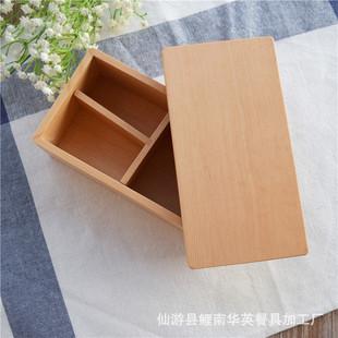 日式原木便当盒 长方形寿司盒 便携环保木质餐具