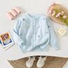 Suéter para Niñas, Nuevo Estilo Primavera y Otoño, Cárdigan Tejido a Mano con Patrón de Flores de Tijeras Pequeñas, Top Dulce y Elegante Estilo Coreano para Bebés