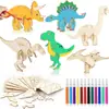 Quebra-Cabeça 3D de Dinossauro de Madeira com 12 Peças Transfronteiriço Conjunto Criativo DIY Feito à Mão para Crianças Pintura de Grafite Artesanato Decorativo