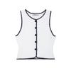Comércio Exterior Roupas Femininas Outono 2025 Europeu e Americano Cor Contrastante Malha Bordada + Saia + Colete Conjunto Feminino A36697/8/9F