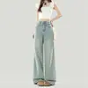 Jeans de Mezclilla Lavado Claro para Mujer 2026 Nuevo Otoño de Este Año Populares Petite Caídos Sueltos Pierna Ancha Pierna Recta Pantalones Largos