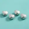 Plata de Pie S999 Accesorios de Plata Dura 3D Cuentas de Corazón de Melocotón Cepilladas Pulsera de Cuerda Cristalina Hecha a Mano Cuenta de Amor