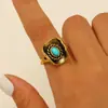 Set de tres piezas retro transfronterizo europeo y americano de aleación estilo cowboy occidental, sombrero y herradura, anillo para mujer, estilo punk