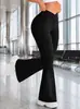 Pantalones Cruzados de Cintura Alta Micro Acampanados para Mujer, Pantalones de Campana Elásticos Adelgazantes, Favorecedores Pantalones Largos Deportivos Casuales