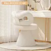 Banqueta Giratória para Quarto com Laço, Estilo Creme, Banqueta de Maquiagem para Casa de Meninas, Cadeira de Toucador, Cadeira de Maquiagem Celebridade da Internet