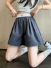 Shorts de Trabalho Secagem Rápida Três Pontos para Mulheres Verão Fino Pequeno Elástico Cintura Alta Seda Gelada Casual Wide-Leg Shorts Esportivos