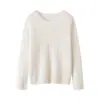 Suéter 100% Cachemir Puro para Mujer Espesor Medio Cuello Redondo Tejido de Trenzas Capa Interior Tejido Cálido Elegante Simple Tejido Base
