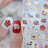 Año del Caballo Año Nuevo Festival de Primavera Estilo Chino Arte de Uñas Diseño en Relieve Dorado y Plateado "Hazte Rico al Instante" Pegatinas para Uñas Lingote de Oro