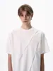 Camiseta Pesada Plissada de Alta Qualidade Masculina Verão Estilo Americano Ombro cleanfit Gola Pequena Manga Meia Manga Manga Curta Top
