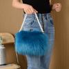 Bolso de Piel Sintética, Bolso Cruzado de Felpa de Moda con Cadena de Perlas, Mini Bolso de Piel Pequeño y Lindo con Clip para Debajo del Brazo