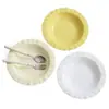 Platos de encaje color crema, aptos para uso doméstico, para el desayuno, fruta, ensaladas y postres; platos de plástico con un diseño color crema, platos tipo sombrero de paja de PP
