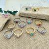 Anel Colorido Amor Zircônia Diamante Anel Feminino Alto Padrão Abertura Ajustável Coração Moda Versátil Sem Cor Acessórios