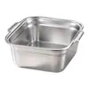 Caja de Acero Inoxidable para Conservar Frescura Contenedor de Almacenamiento para Refrigerador Caja de Almacenamiento Cesta con Drenaje a Prueba de Fugas Recipiente Cuadrado Caja de Almuerzo para el Hogar Caja de Comida para Porcionar al Aire Libre