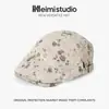 Gorra de Visera Floral Vintage Nueva 2026 para Mujer, Sombrero Versátil de Estilo Artístico para Primavera y Verano con Protección Solar Que Hace que la Cara Parezca Más Pequeña