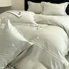 Estilo Luxo Leve Conjunto de Roupa de Cama de Quatro Peças 100% Algodão Simples Toque de Alto Padrão Algodão Puro Quatro Estações Capa de Edredom Macia Têxteis para Casa Lençol de Elástico