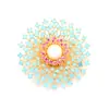 Broche Azul Galaxia Imitación Óxido de Turquesa Broche Geométrico de Perla de Agua Dulce de Alta Gama Lujo Ligero Chapado en Oro