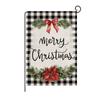 Bandera navideña de lino para jardín transfronteriza de Amazon, con estampado de árbol de Navidad y letras a cuadros, decorativa para patio al aire libre.
