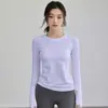 Traje de yoga para mujer, otoño e invierno, ajustado, adelgazante, de alta elasticidad, cuello redondo, deportivo, de manga larga, para correr, entrenamiento, de secado rápido, traje de fitness superior