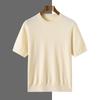 Verano Nuevo Casual Manga Corta Mezcla de Seda de Morera y Lana Camiseta de Cuello Redondo para Hombre Tejido de Manga Media Tops para Hombre Venta al por Mayor