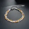 Pulsera de Acero de Titanio Colorfast con Cadena Hueso de Serpiente Entrelazado Dorado y Plateado para Hombres Lujo Ligero Sensación de Alta Gama Joyería de Mano para Mujeres Accesorios de Moda Versátiles