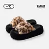 Zapatos Peludos de Suela Gruesa de 5 cm para Mujer, Pantuflas Cruzadas Antideslizantes de Moda, Pantuflas Peludas para Uso en Casa en Invierno, Pantuflas de Algodón para el Hogar