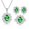 Conjunto de joyería de tres piezas más vendido en Europa y América, popular en plataformas de comercio electrónico transfronterizo, lujosamente incrustado con gemas de colores, collar, anillo y pendientes para mujer