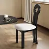 Silla de Comedor Francesa Retro de Madera Maciza para Hogar Dormitorio Silla de Respaldo de Diseñador de Mediados de Siglo Estilo Wabi-Sabi Silla de Maquillaje Silla Clave