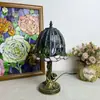 Huijing Tiffany Novo Retrô Sala de Estar Quarto Luminária de Mesa Tiffany Estilo Nórdico Resina Vitral Amazon