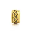 Chapado en Oro 3D Oro Duro Fuerza Sabiduría Protección Coraje Fe Amuleto de la Suerte Tatuaje Pulsera de Cuerda de Cuero con Colgante Cuentas Giratorias