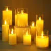 Luz de Vela Electrónica LED Taza de Vidrio Simulado Acrílico Luz de Vela Decoración Fiesta de Cumpleaños Luz Oscilante Venta al por Mayor