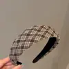 Diadema Ancha Cruzada Estilo Coreano Retro para Mujer, Diadema de Cuadros Lunares Florales, Accesorio para el Cabello Adelgazante para Otoño/Invierno