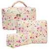 Bolsa Cosmética Portátil Grande Capacidade Floral Pequeno Armazenamento Algodão Acolchoado Portátil Flores Fofas Ins Viagem Estudantes