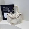 Bolsa Casual Grande para Mulheres 2025 Nova Moda Bolsa de Tecido Estilo Coreano Bolsa de Ombro Leve Bolsa Tote Simples com Cordão Cor Pura
