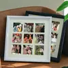 Marco de Fotos de Madera Maciza de Gama Alta con Múltiples Compartimentos al por Mayor para Mascotas Parejas Hecho a Mano DIY Color Nogal Marco de Fotos de Nueve Compartimentos de Mesa