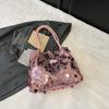 Bolsa de Axila Popular Outono/Inverno 2025 Estilo Coreano Design de Nicho Bolsa Tote Grande de Lantejoulas Bolsa de Ombro Único Versátil da Moda Bolsa Transversal