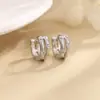 Aretes de Bambú con Circonita, Estilo Sencillo y Elegante para el Trabajo, Aretes de Bambú con un Símbolo de Tendencia Nacional que Simboliza el Crecimiento Continuo, Aros Dobles