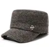 Chapéu de Inverno Masculino Estilo Dad Hat Proteção Contra Frio Proteção para as Orelhas Chapéu de Aba Reta para Meia-Idade e Idosos Vovô Homem Velho Chapéu de Algodão Espesso Quente com Aveludado