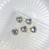 Lote de Nueva Joyería para Uñas de Aleación China Diamante Azul Aqua Cuadrado Gordo Gotas de Agua Xi Fei Zhen Huan Mismo Palacio Armadura con Diamante