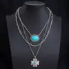 Collar de Turquesa Estilo Étnico Transfronterizo Europeo y Americano, Cadena para Clavícula de Mujer Moderna y Única, Joyería de Moda
