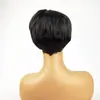 Amazon Moda Peluca Europea y Americana África Caliente Cabello Corto Micro-rizado Cabello Corto Liso Atractivo Cabello Roto Flequillo Recto Auricular