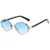 Óculos de Sol Retrô de Metal Oval Olho de Gato Moda 2025 Nova Moda Estilo Ins Pesca Anti-reflexo Óculos de Sol