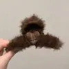 Atmósfera de Otoño e Invierno Pinza para el Cabello de Tamaño Mediano Elegante Versátil para la Parte Posterior de la Cabeza Recogido Pinza de Tiburón Alta Apariencia Pinza de Garra de Felpa Accesorios para el Cabello