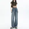 Figura de pera jeans retro de pierna ancha mujer tiro alto cubre caderas cubre vientre ajustados caen sueltos versátiles pantalones largos mujer