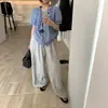 Camisa de Verão com Design Estilo Chic Coreano para Mulheres, Top de Manga Curta, Estilo Coreano de Verão, Petite, Camisa Rejuvenescedora para Mulheres