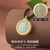 Colgante Zakiram de Jade Hetiano Natural Retro Nicho Plata S925 Colgante de Jade Tallado por Ambos Lados para Hombres y Mujeres Venta al por Mayor