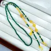 Tienda de Oro Mismo Estilo Chapado en Oro Doble Pez Koi Cerradura Espinela Verde Cadena para Suéter Lirio del Valle Cuenta de la Fortuna Collar Regalo para Novia
