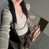 Camisa Base Versátil Ajustada para Primavera y Otoño, Top Elegante de Manga Larga, Estilo Suave, Suéter de Punto de Color Sólido con Cuello para Mujer