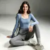 Top de Manga Larga para Yoga para Mujer con Sujetador Incorporado, Pantalones Deportivos de Falso Dos Piezas, Elástico, Ajuste Delgado, Conjunto de Entrenamiento al Aire Libre Fitness
