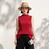 Regata plissada estilo Issey Miyake, fácil de cuidar, não amassa, blusa básica de manga curta e gola alta lisa, moda feminina plus size, direto da fábrica