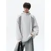 Moletom com Capuz Patchwork Bloco de Cores Pesado Americano Masculino Outono Design Solto Senso de Estilo Marca Moderna Casual Streetwear Chapéu Cool Hoodie Top